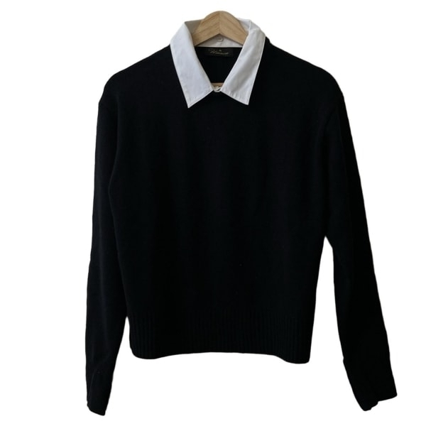 アナカ Unaca 長袖セーター/ニット サイズ38 M - 黒 レディース 襟取り外し可/パール 美品 トップス拍卖