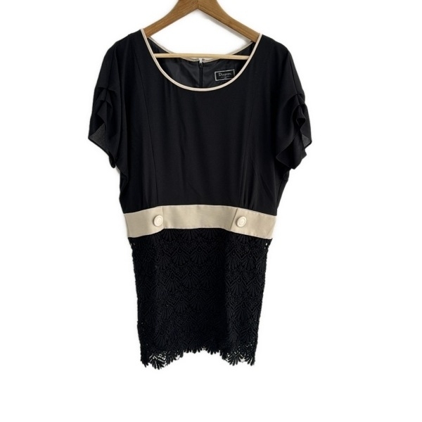 ダイアグラム Diagram GRACE CONTINENTAL サイズ36 S - 黒×白 レディース クルーネック/半袖/ロング/レース 美品 ワンピース拍卖