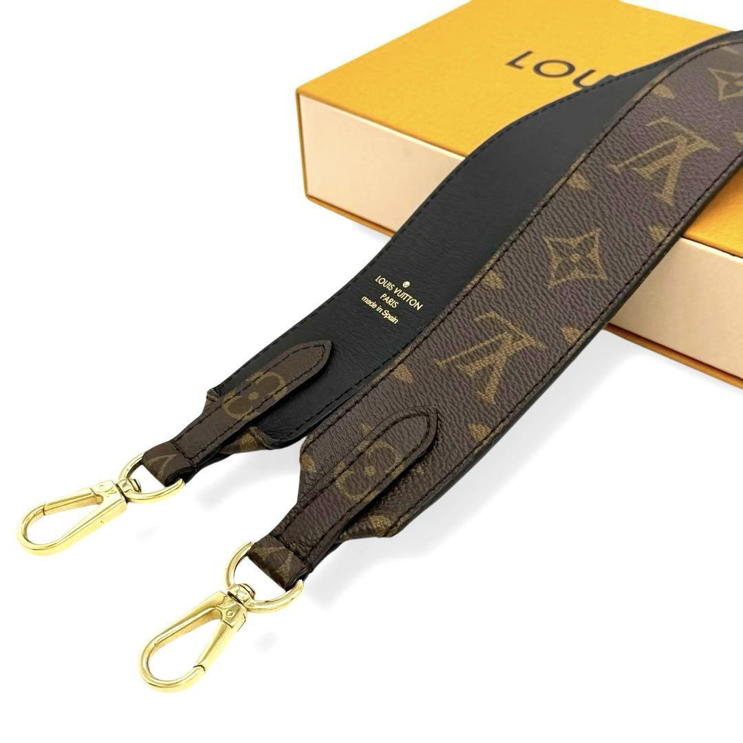 現行品 ルイヴィトン ショルダーストラップ モノグラム ブラウン J02288 バンドリエール ショルダー ストラップ ブラック cn13拍卖