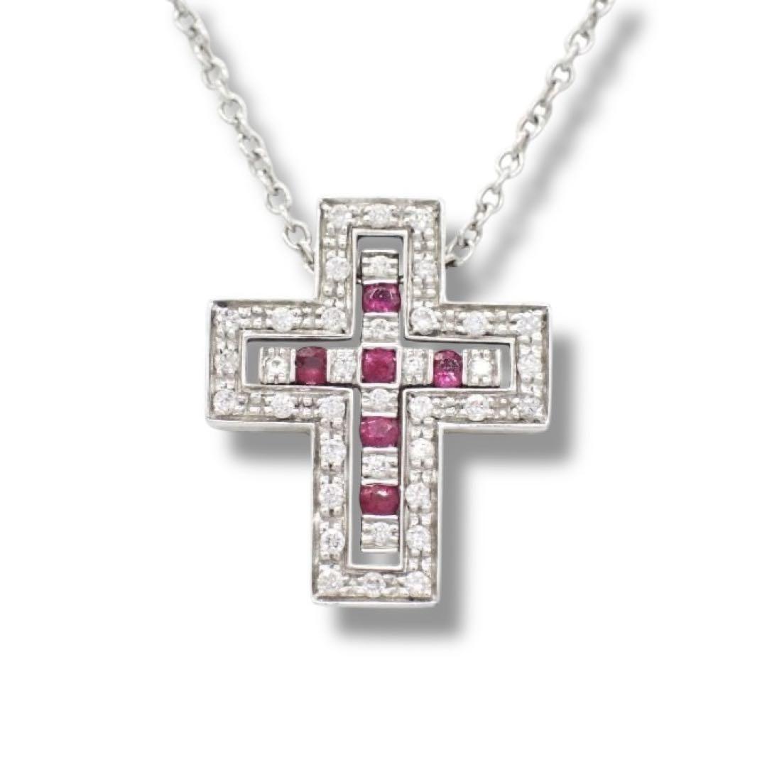 DAMIANI ダミアーニ ベルエポック クロス ルビー ダイヤモンド ダイヤ ネックレス ペンダント 750 K18WG ホワイトゴールド 3347拍卖