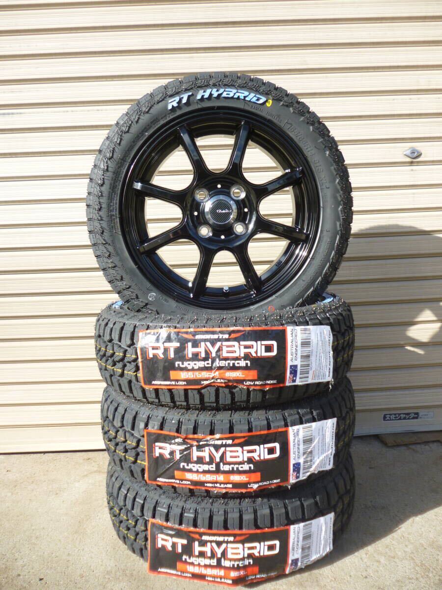 モンスタRTハイブリッド■155/65R14■アゲバンアゲトラハイゼットキャリイエブリイサンバーNバンアトレーデリカミニウェイクスペーシアギア拍卖