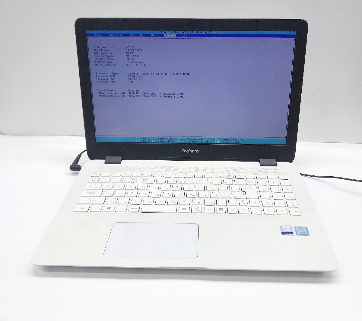 NT: Diginnos Critea DX-KSH3 Core i3-7100U 2.40GH/4GB/無線ノート拍卖