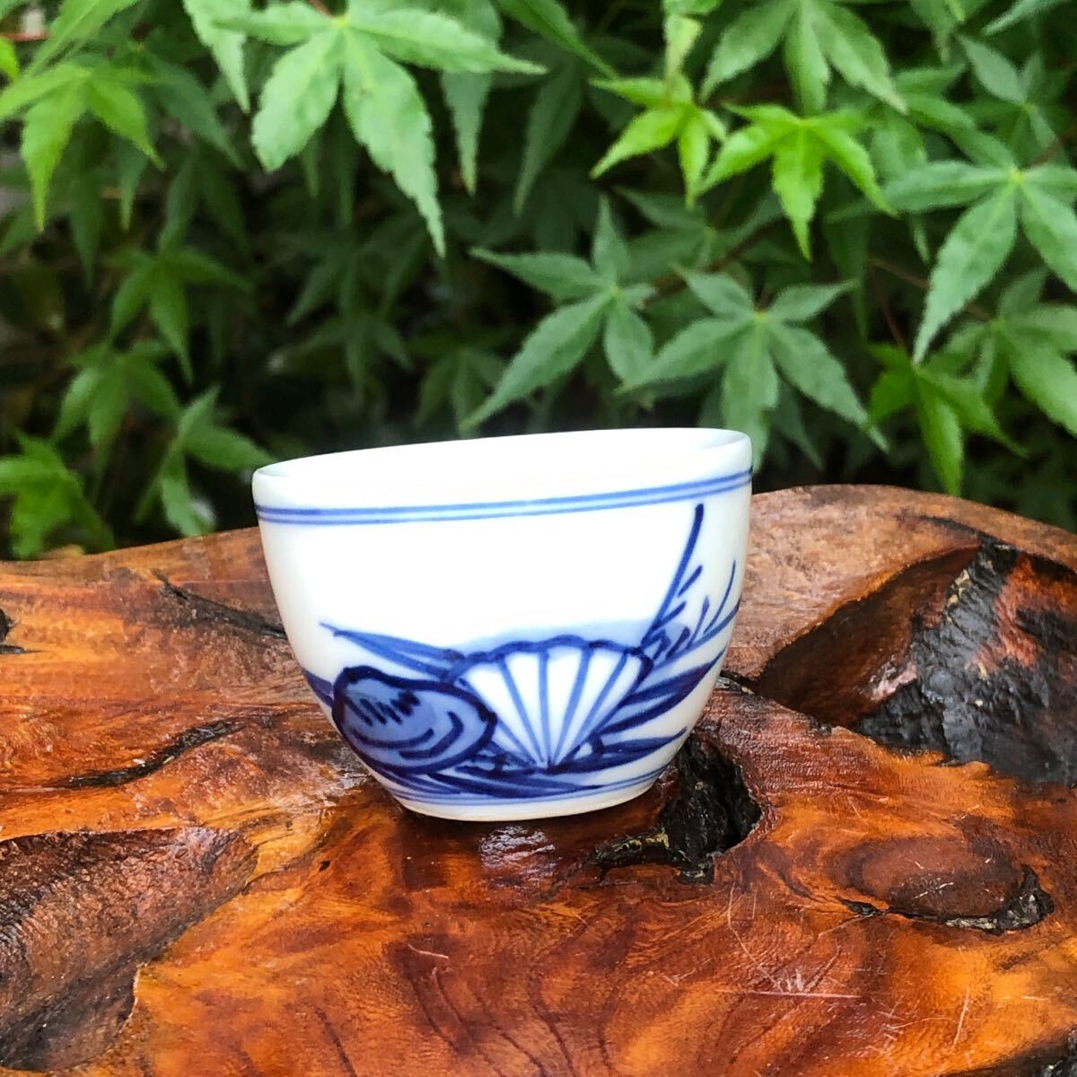 染付 貝 べく杯★可杯 蛤 座興 酒豪 宴席 酒器 ベク杯 古民家 粋 レトロ 風雅 膳 晩酌 風流 風情 数奇 侘び寂び 工芸 帆立 傾奇者 和樂拍卖