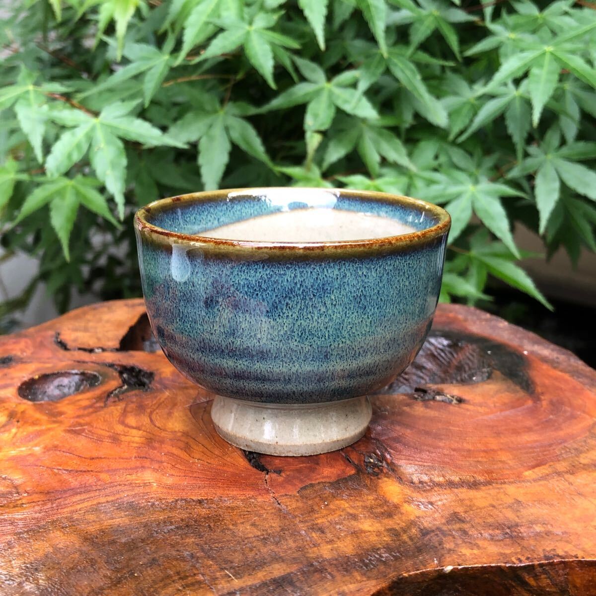 高台 錆浅葱色 ぐい呑 碗★杯 猪口 盃 酒器 晩酌 古民家 粋 レトロ 風雅 膳 風流 風情 湘南スタイル 割烹 和食 料理 侘び寂び 工芸 数奇拍卖