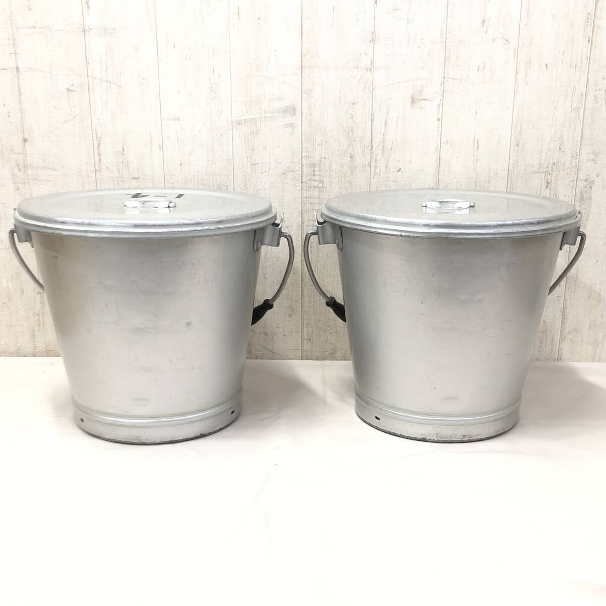*給食 蓋付 汁食缶 2点セット 16L 給食鍋 持ち手付き 食缶 寸胴 給食 スープ缶 学校 食堂 厨房 調理器具 店舗用品 レトロ拍卖