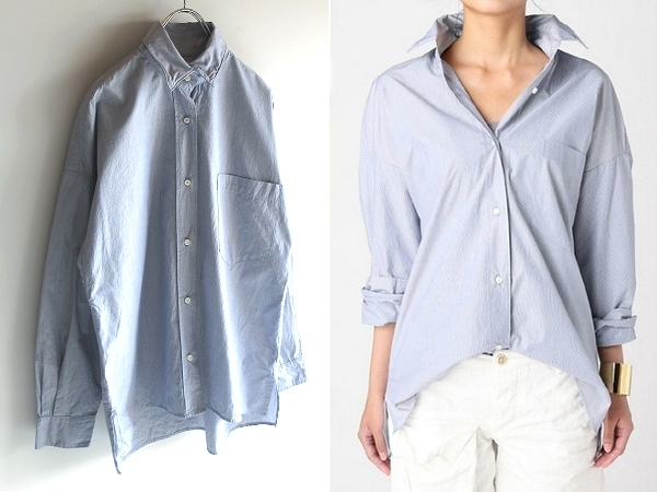 L'Appartement Deuxieme Classe アパルトモン ドゥーズィエムクラス ワイヤー襟 タイプライタービッグシャツ FREE ブルー ネコポス対応拍卖