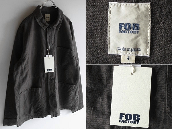 新品タグ付 FOB FACTORY FOBファクトリー FLS003 C/L MOLESKIN COVERALL コットンリネンモールスキン カバーオール ワークジャケット 4/LL 拍卖