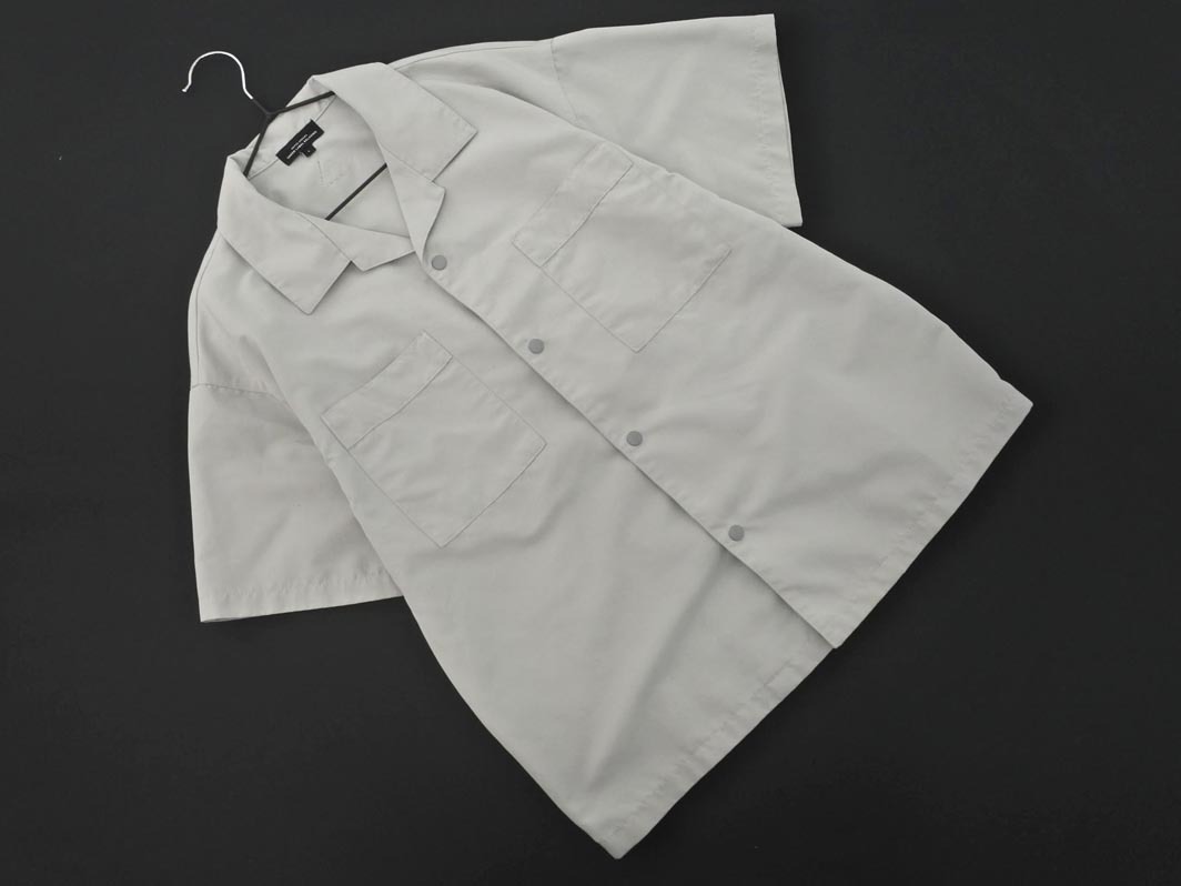 ネコポスOK グリーンレーベルリラクシング ユナイテッドアローズ オープンカラー ジャケット シャツ sizeL/グレー ■◆ ☆ fea1 レディース拍卖