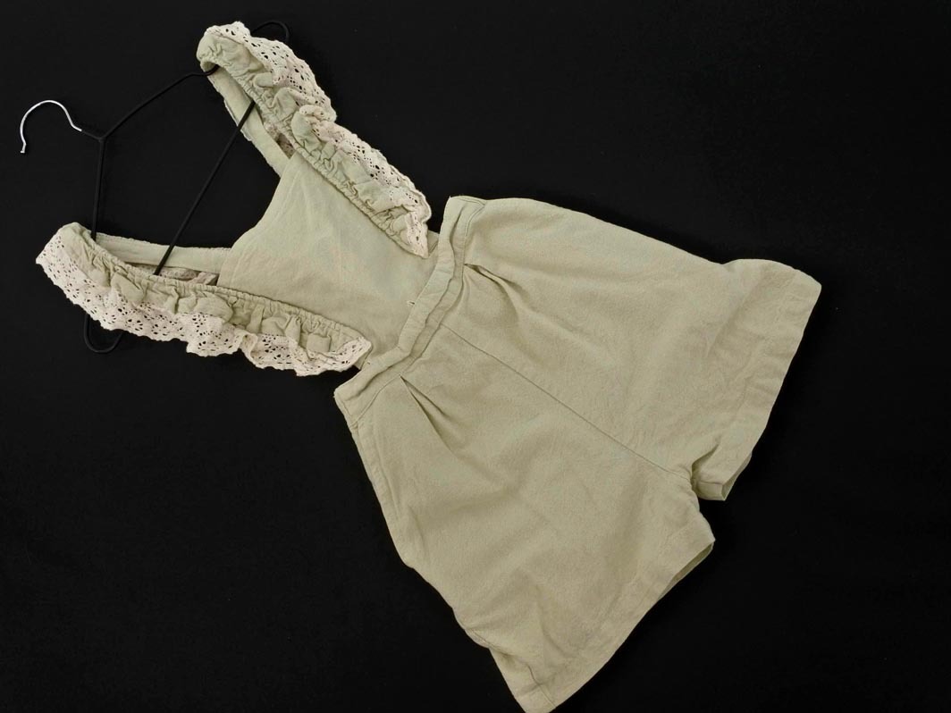 petit main プティマイン 2WAY レース サロペット オーバーオール size110cm/黄緑 ■◇ ☆ fea7拍卖