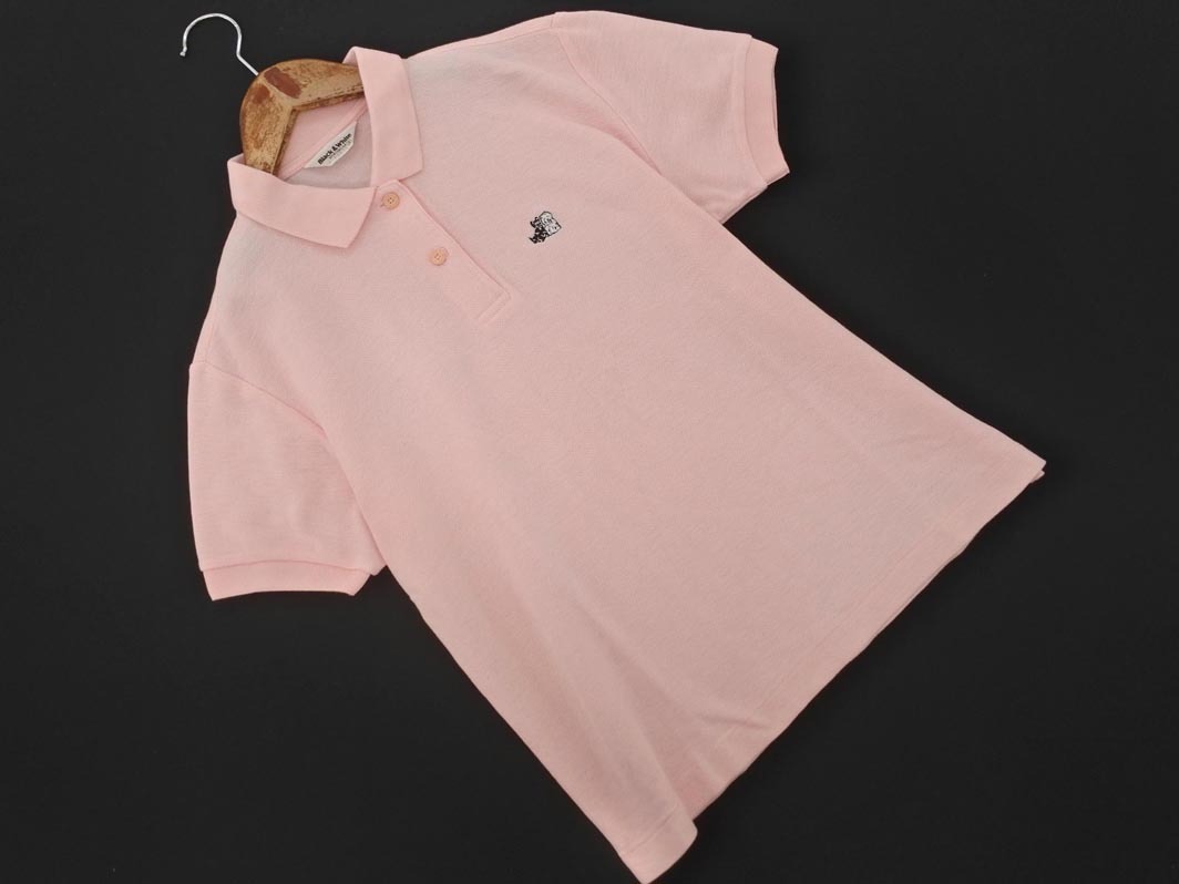 美品 BLACK&WHITE ブラック&ホワイト カノコ 刺繍 ポロシャツ size9/ピンク ■◆ ☆ feb2 レディース拍卖