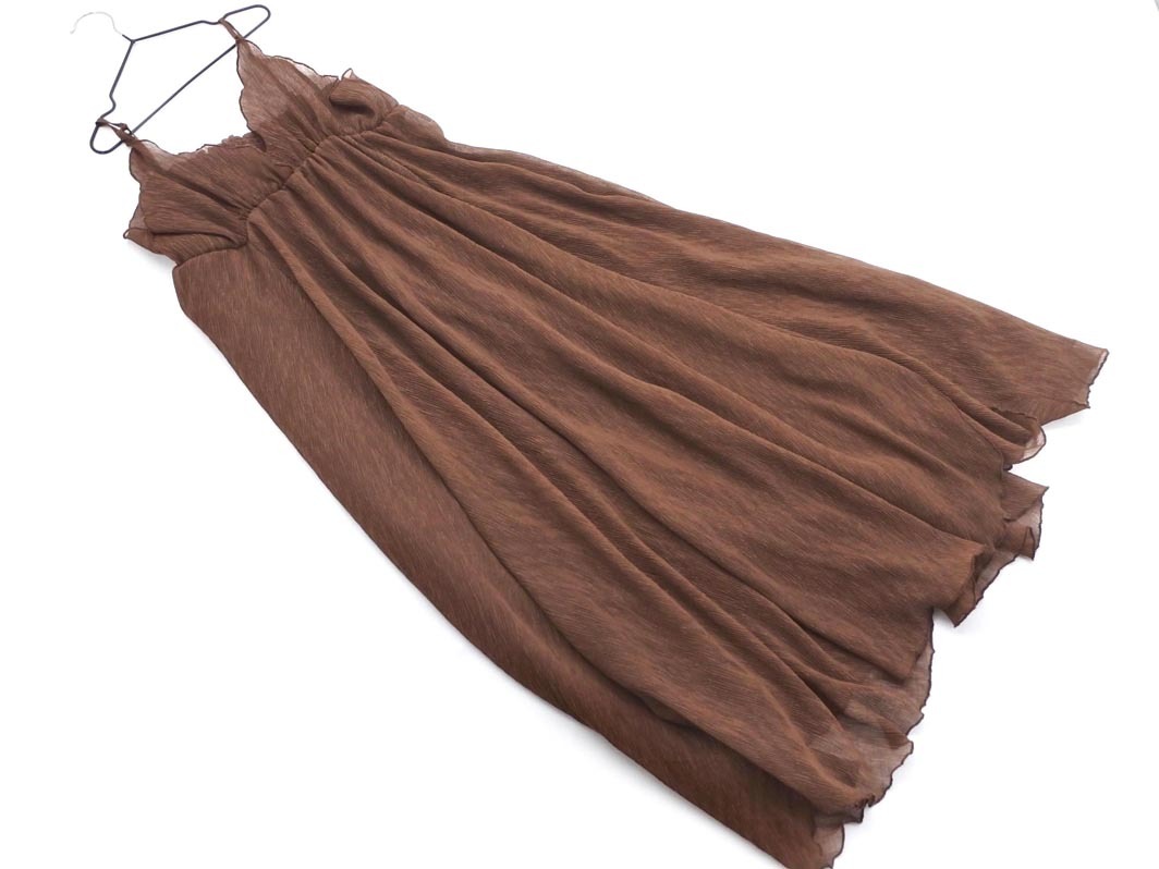 Heather ヘザー シワ加工 ロング キャミソール ワンピース sizeF/ブラウン ■◆ ☆ feb3 レディース拍卖