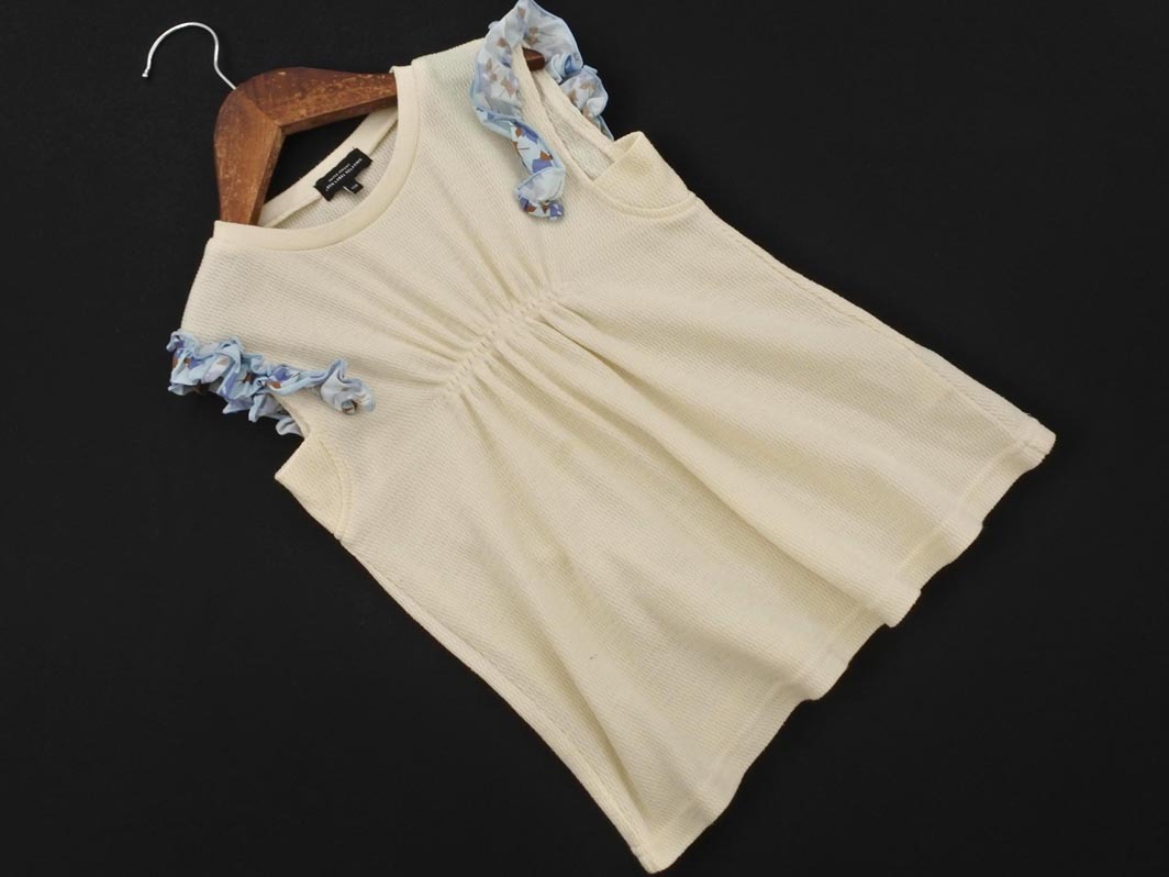 ネコポスOK グリーンレーベル ユナイテッドアローズ フリル チュニック ノースリーブ カットソー 120cm アイボリー ■◆ ☆ feb3拍卖