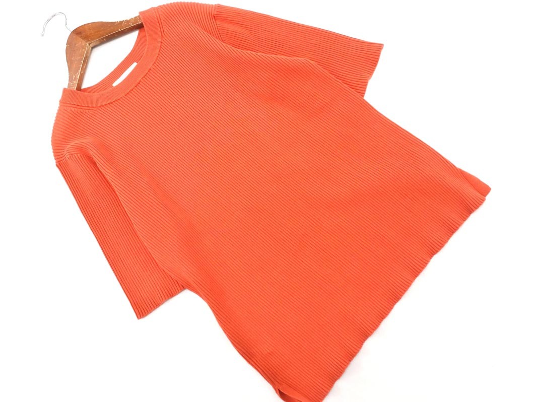 Mila Owen ミラオーウェン 5分袖 リブ サマー ニット セーター size0/オレンジ ■◆ ☆ fec8 レディース拍卖