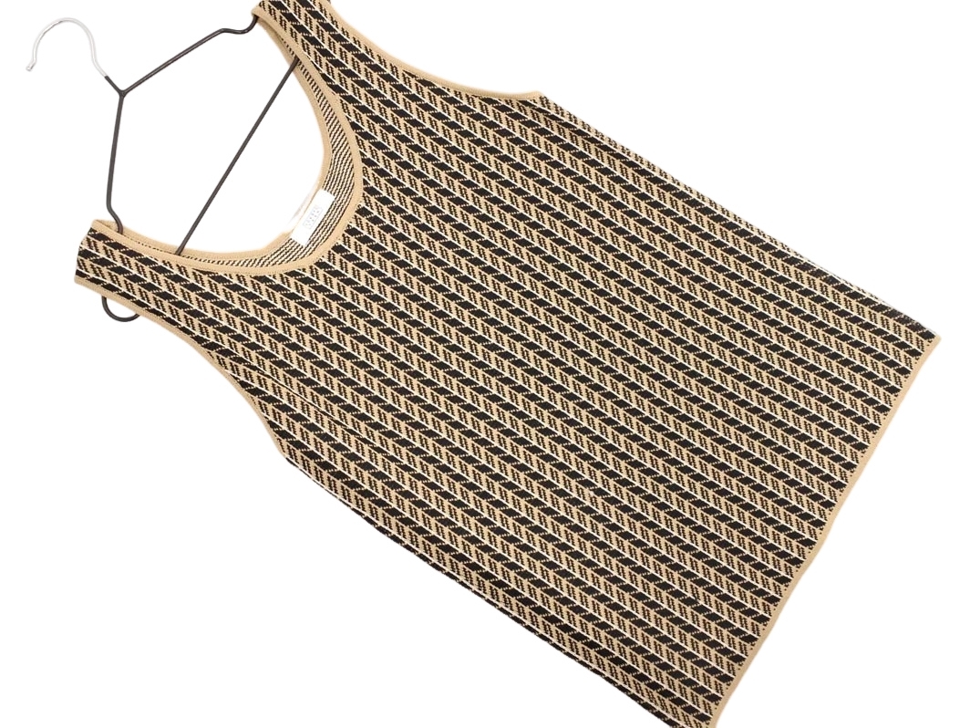 ネコポスOK LOWRYS FARM ローリーズファーム ニット タンクトップ sizeF/黒xベージュ ■◆ ☆ fed0 レディース拍卖