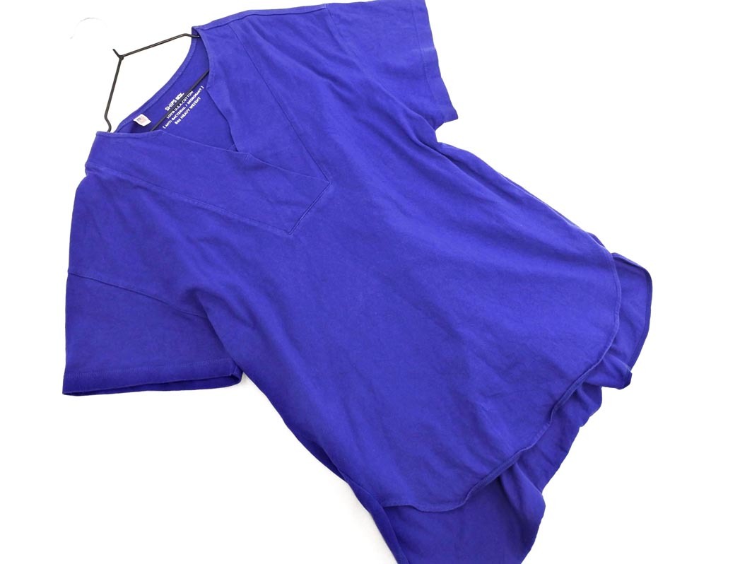 SHIPS シップス any エニィ Vネック プルオーバー カットソー sizeF/青 ■◆ ☆ fed0 レディース拍卖