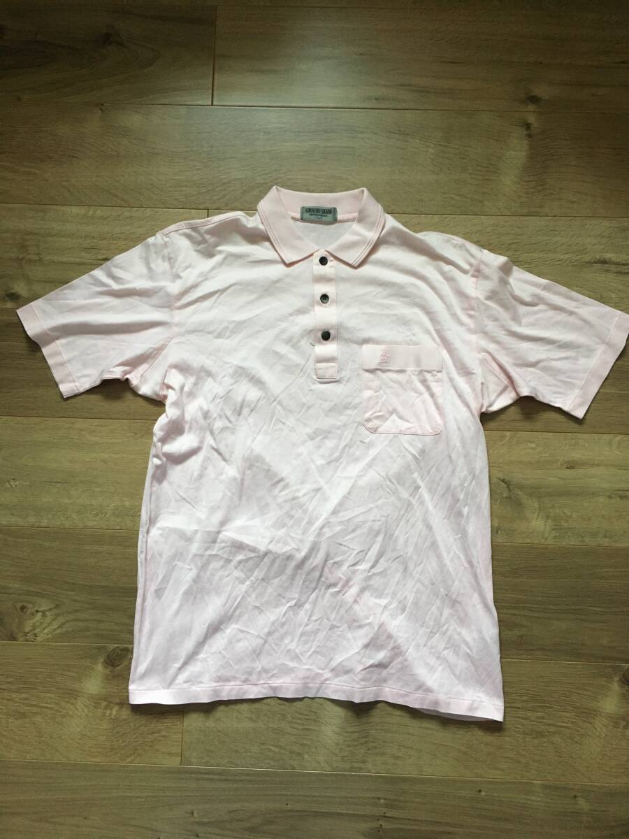 ゴルフ グランドスラム 半袖ポロシャツ Lサイズ 美品 薄ピンク色系 拍卖