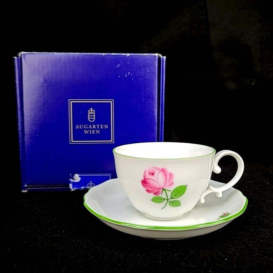/未使用/アウガルテン AUGARTEN ウィンナーローズ 薔薇 カップ&ソーサー 1客 箱つき拍卖