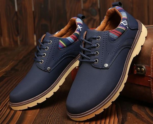 メンズ スニーカー ブルー 25.5cm ビジネス シューズ カジュアル 防水 防滑 アウトドア 紳士靴 靴拍卖