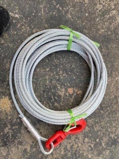 品質保証★ウインチワイヤー ケーブル ワイヤーロープ 電動ウインチ用 10mm×20m フック付 耐荷重4t 亜鉛メッキ鋼製 積載車用拍卖