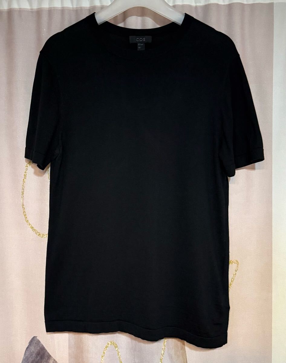 COS コス コットンシルク ニットTシャツ ブラック拍卖