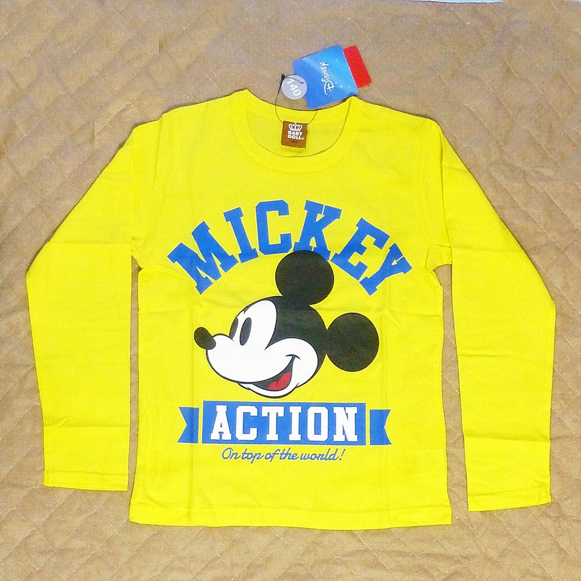 未使用品★BABY DOLL×ミッキーマウスの長袖Tシャツ・黄色・サイズ140 ベビードール ベビド拍卖