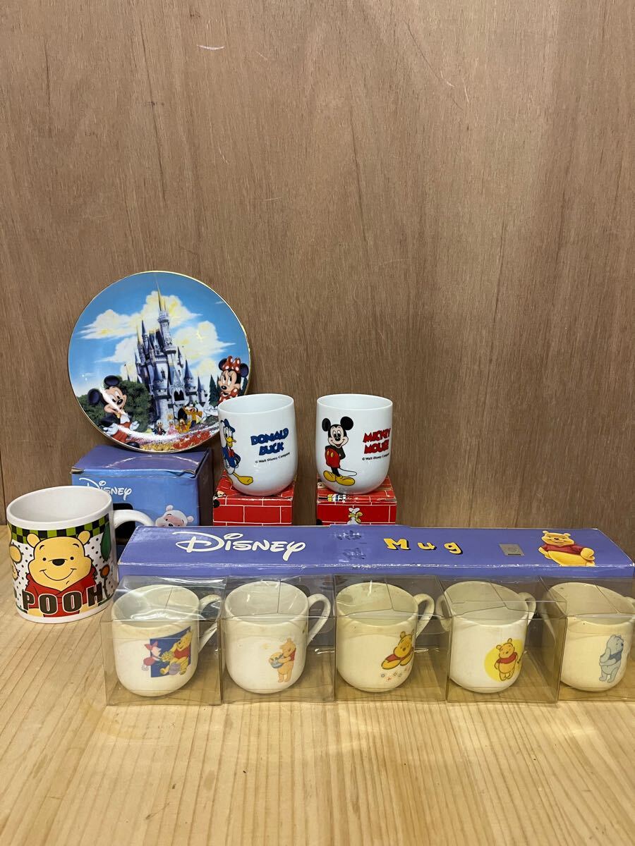 当時物 ディズニー ミッキーマウス プーさん コップ まとめて 湯呑み 飾り皿 マグカップ TDS ドナルドダック Pooh拍卖