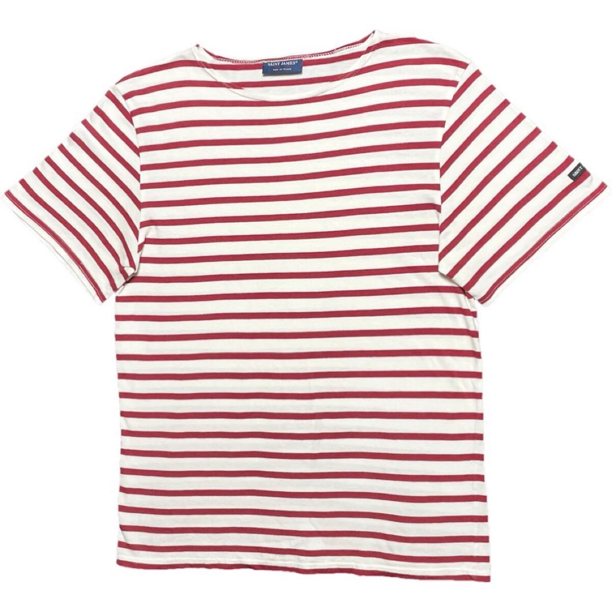 MADE IN FRANCE製 SAINT JAMES ボーダー柄 半袖Tシャツ レッド×ホワイト XSサイズ セントジェームス フランス製 Tシャツ拍卖