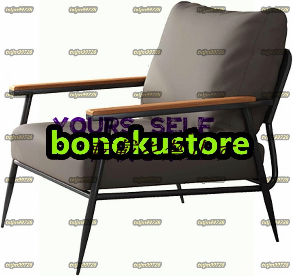 リビングルーム用のアーム付きモダンなアクセントチェア、寝室用のシングルソファ、布張りの読書快適なアームチェア、金属と木製 グレー拍卖