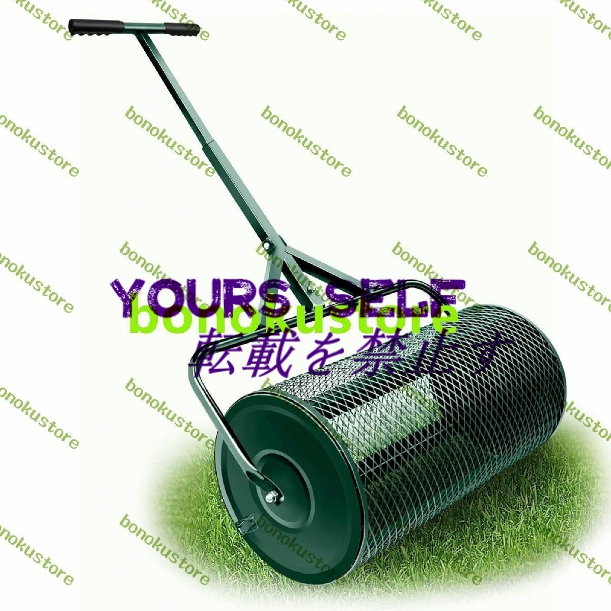 27インチ コンポストスプレッダー T字型ハンドルとサイドラッチ付きピートモススプレッダー 砂または水充填 大容量ヘビーデューティ拍卖