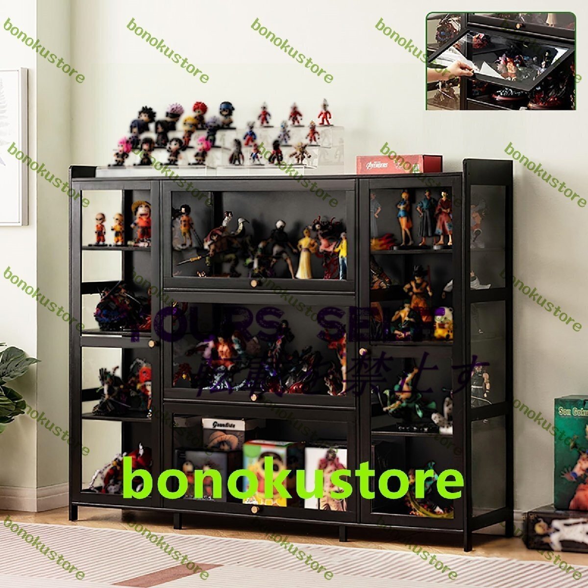 コレクションケース 木製フィギュアケース 大型 三面透明5枚扉 長さ135 密閉防塵 大容量 組み立て式 多用途 キャビネット135x33x111cm拍卖