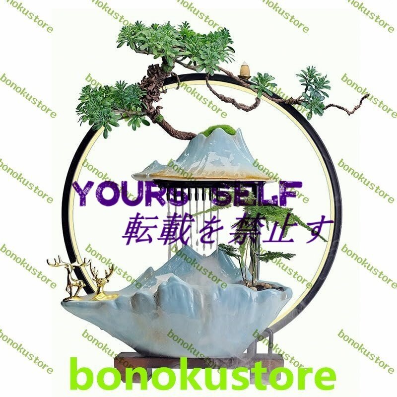 卓上滝噴水 中国風のライト高級デスクトップ噴水流水装飾品クリエイティブ噴水リビングルームオフィスデスクトップ噴水拍卖