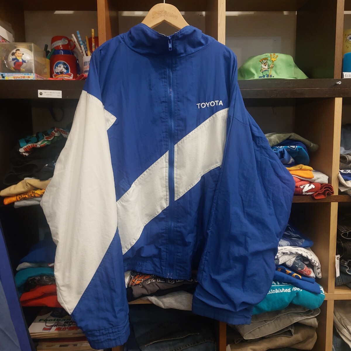 US古着 EAGLE CANYON ナイロン ブルゾン ジャケット TOYOTA刺繍 青白 XL 07E2102拍卖