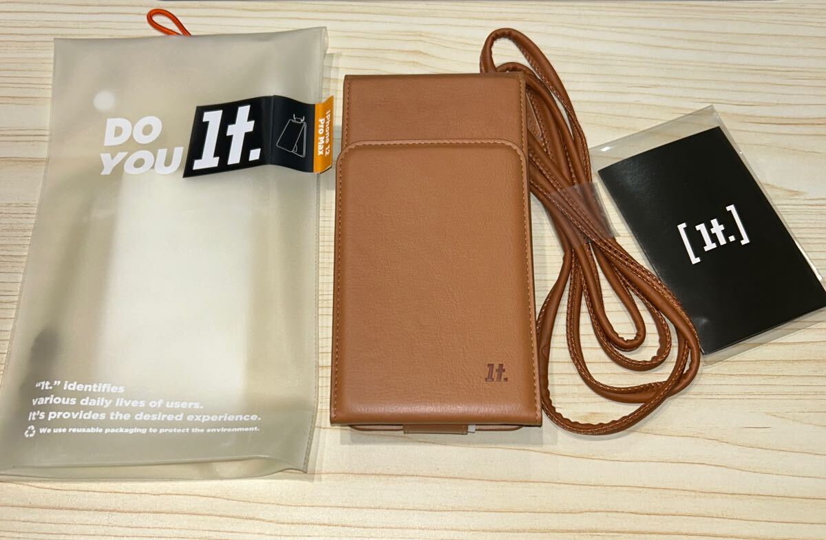 d509 mobee K iPhone 12 Pro Max スリーブ ブラウン 手帳型 カード収納 ショルダー拍卖