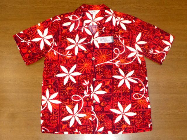 スターオブハリウッド エルヴィス シャツ BLUE HAWAII[赤Lサイズ/Star OF HOLLYWOOD SH39493 ELVIS/ブルーハワイ/東洋 サンサーフ アロハ拍卖