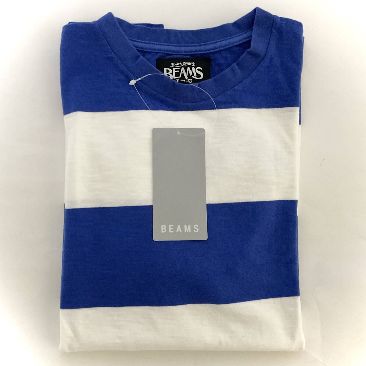 未使用 Tシャツ BEAMS ボーダー/ロングスリーブ ブルー/ホワイト/サイズM M219拍卖