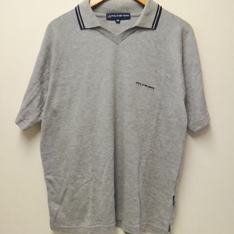 ★【古着】 POLO BI-WAY(ポロ バイウェイ) 半袖ポロシャツ(半袖カットソー) Mサイズ 灰色拍卖