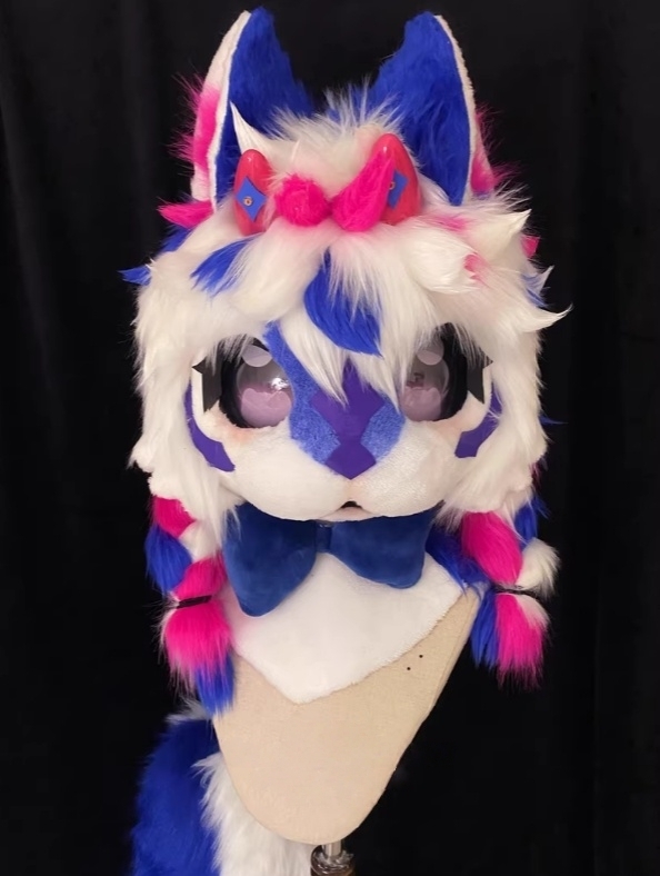 ★ファースーツ 着ぐるみセット NO.148 紺色 ピンク うさぎ ケモノ ファースーツ 全頭ヘッド ぬいぐるみ コスプレ コスチューム 一点物拍卖