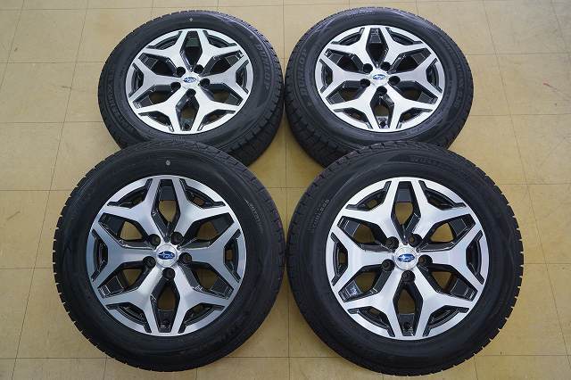 【中古 SET】225/60R17 ダンロップ ウィンターマックス SJ8 スバル SK フォレスター 純正 アルミ 5H114.3 7J+48拍卖