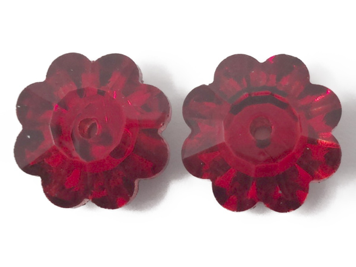 キラリ手芸部 No.6295 手芸用 ビジュー パーツ ソーオン ストーン(ガラス ビーズ ラインストーン)赤 レッド 花形 1.2cm×1.2cm_13個入り拍卖