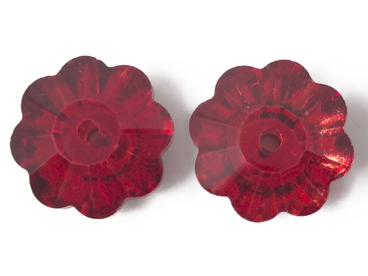 キラリ手芸部 No.6296 手芸用 ビジュー パーツ ソーオン ストーン(ガラス ビーズ ラインストーン)赤 レッド 花形 1.4cm×1.4cm_12個入り拍卖
