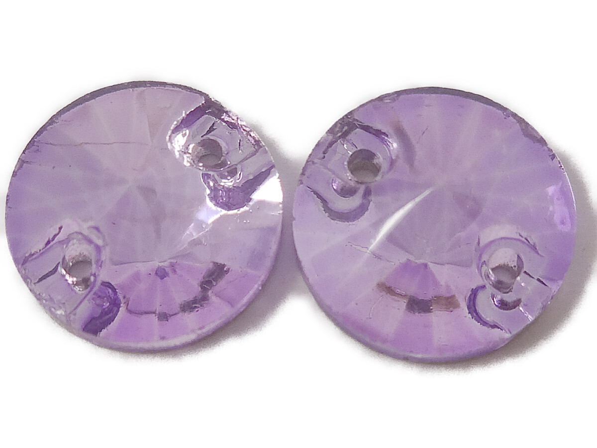 キラリ手芸部 No.6480 手芸用 ビジュー パーツ ソーオン ストーン(ガラス ビーズ)紫色(パープル) 円形 ラウンド 1cm×1cm 12個入り拍卖