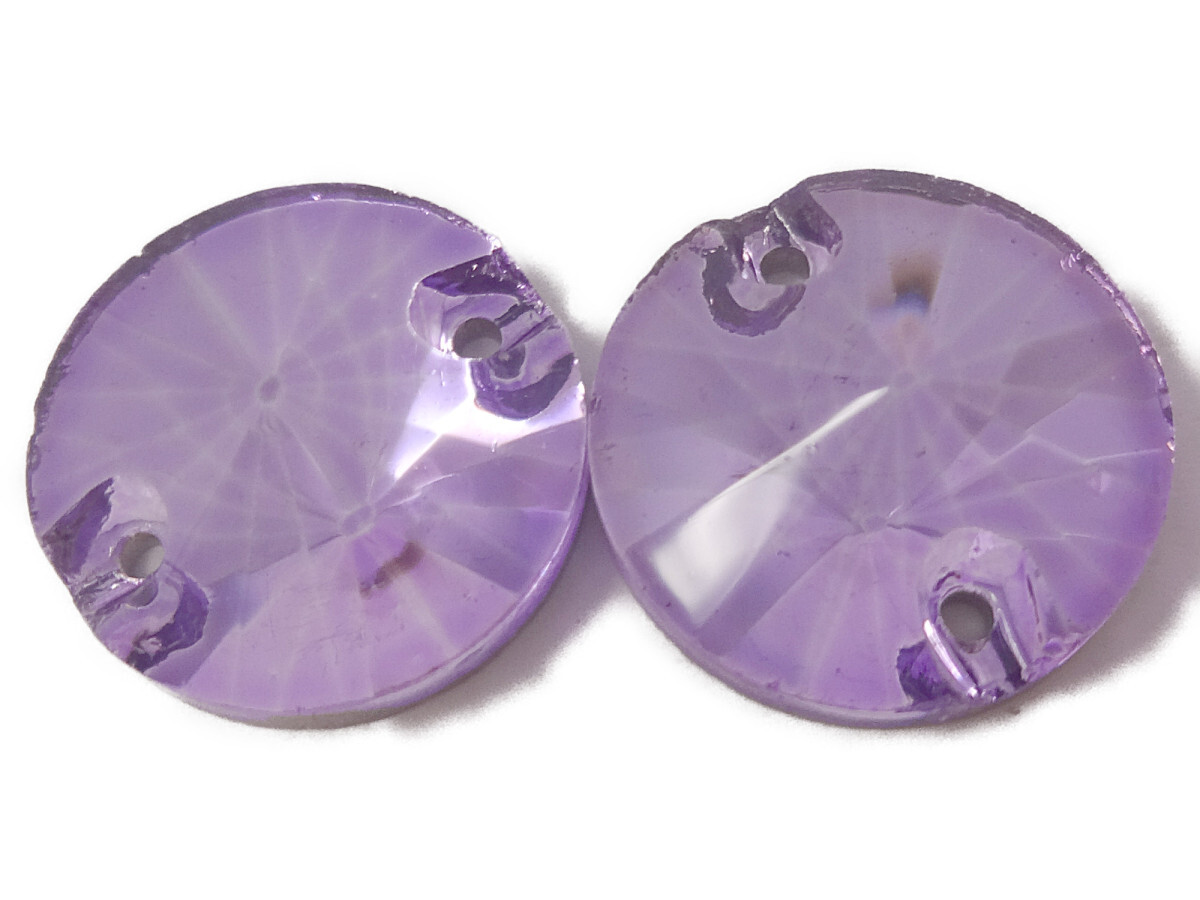 キラリ手芸部 No.6483 手芸用 ビジュー パーツ ソーオン ストーン(ガラス ビーズ)紫色(パープル) 円形 ラウンド 1.6cm×1.6cm 7個入り拍卖