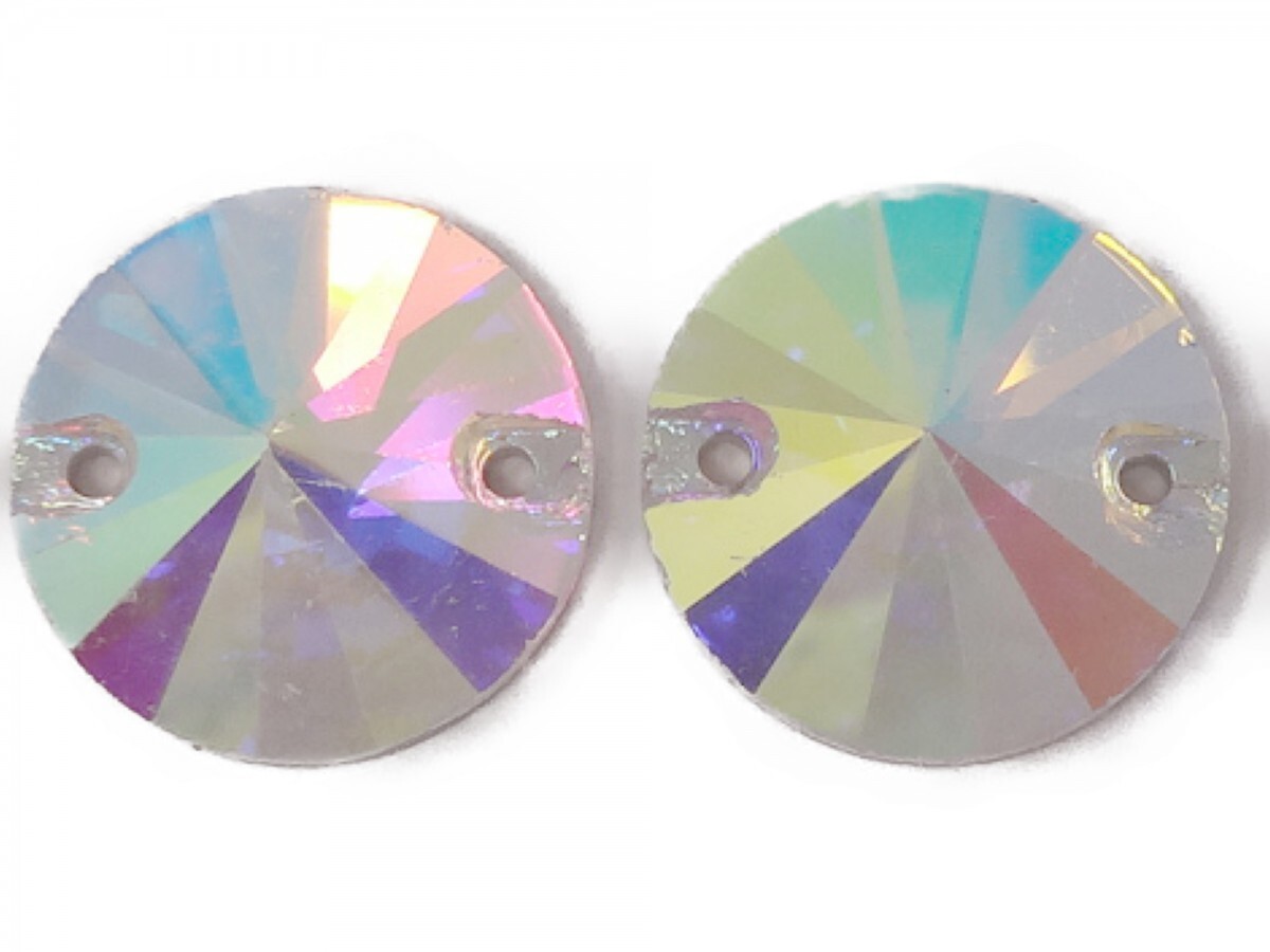 キラリ手芸部 No.6206手芸用ビジュー パーツ ソーオン ストーン(ガラスビーズ ラインストーン)クリスタルAB_1.6cm×1.6cm_7個入り拍卖