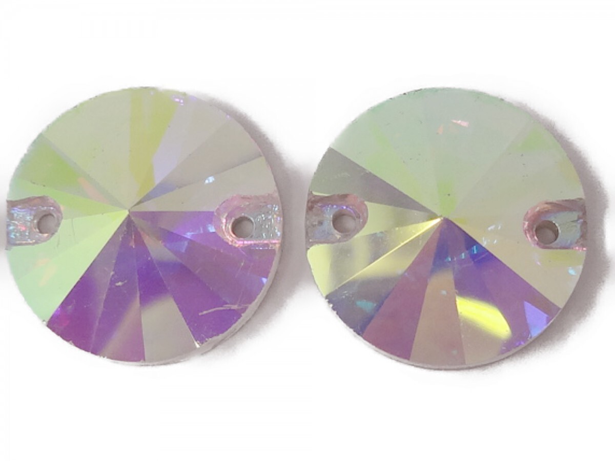 キラリ手芸部 No.6207手芸用ビジュー パーツ ソーオン ストーン(ガラスビーズ ラインストーン)クリスタルAB_1.8cm×1.8cm_6個入り拍卖