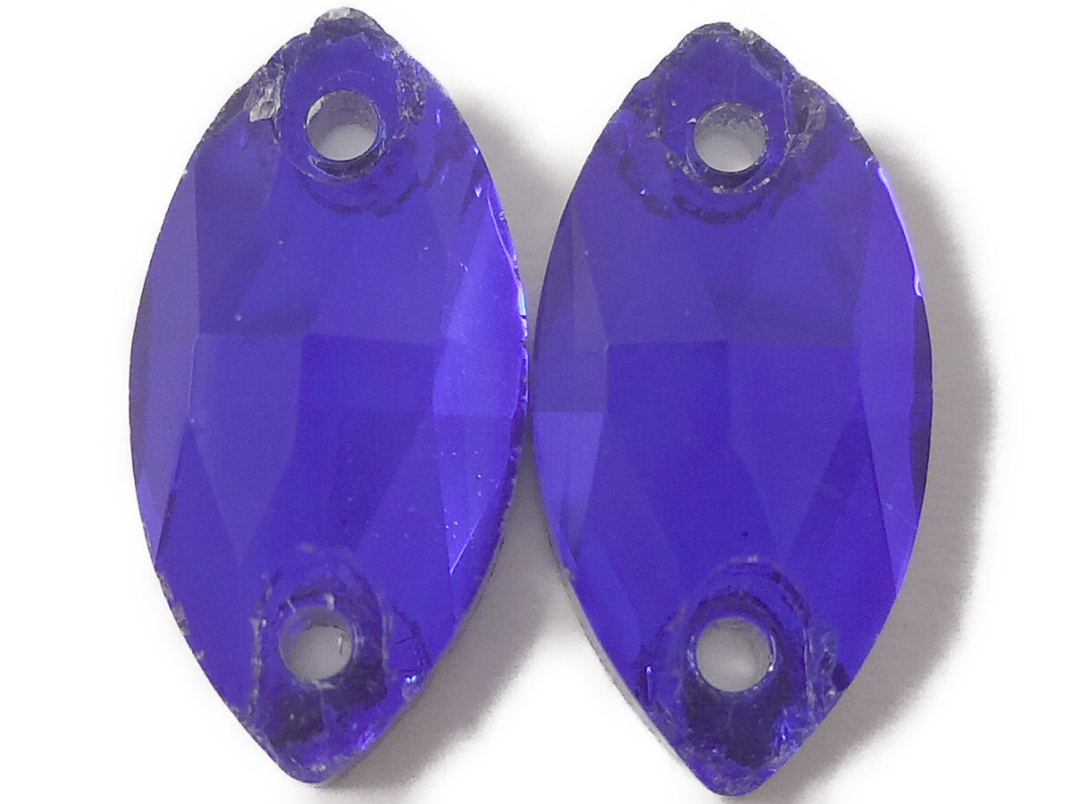 キラリ手芸部 No.6157手芸用ビジュー パーツ ソーオン ストーン(ガラスビーズ ラインストーン)青色(ブルー)_1.2cm×0.6cm_15個入り拍卖