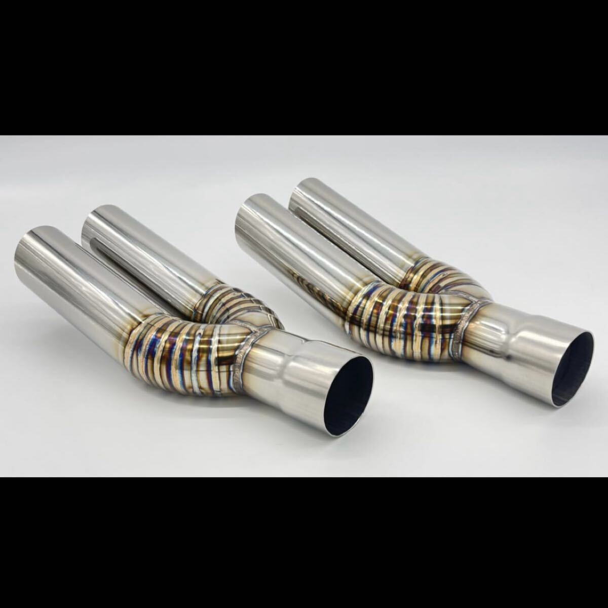 ☆2セットマフラーカッターエビ管15度跳ね上げデュアルマフラー出口15°スラッシュカット50.8φ入口内径50.8φ サイズ変更等可能!拍卖