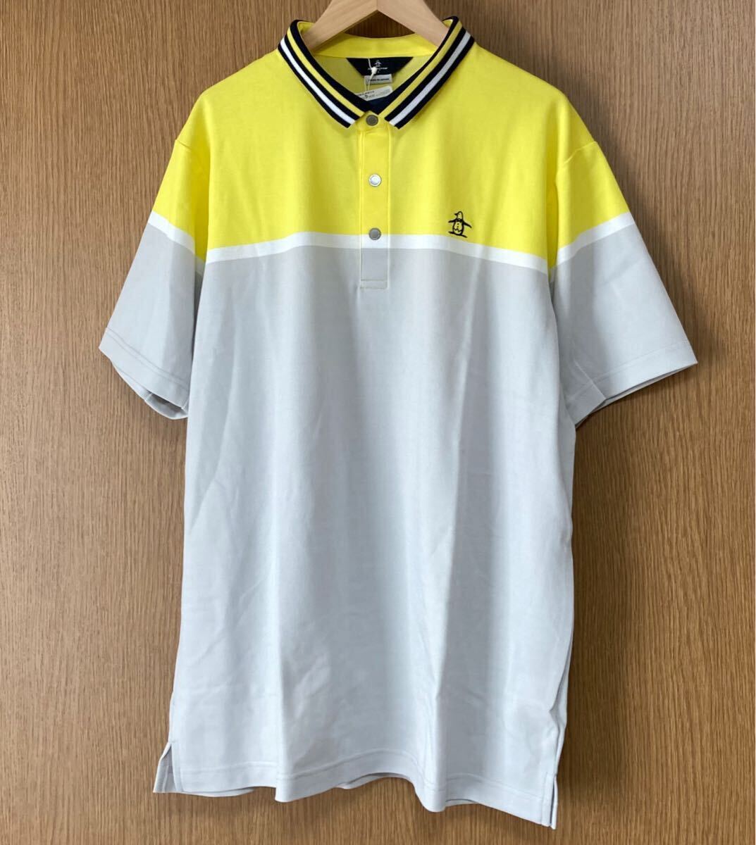 新品 未使用 タグ付き☆ デサント マンシングウェア メンズ 半袖 春夏 ポロシャツ モックネック 2way ウエア LL イエロー グレー ホワイト拍卖