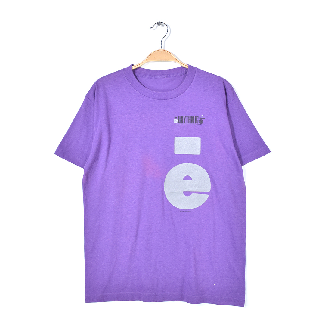 【送料無料】80s ユーリズミックス ヴィンテージTシャツ ロックTシャツ パープル EURYTHMICS メンズM相当 古着 @AAE1058拍卖