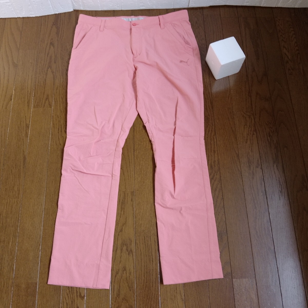 1956【中古】PUMA GOLF プーマゴルフ ゴルフウェア ロングパンツ メンズ サイズ W90 ライトオレンジ拍卖
