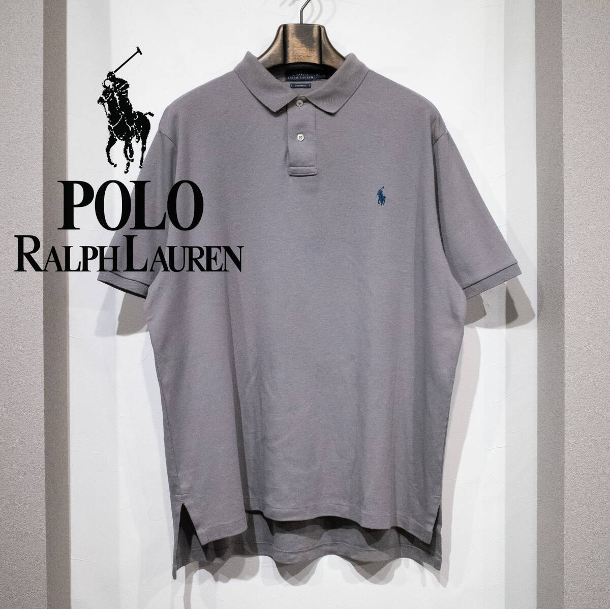XL / POLO RALPH LAUREN ラルフローレン カスタムフィット 半袖 ポロシャツ グレー ペールカラー 古着 ブルーポニー 美品 メンズ拍卖